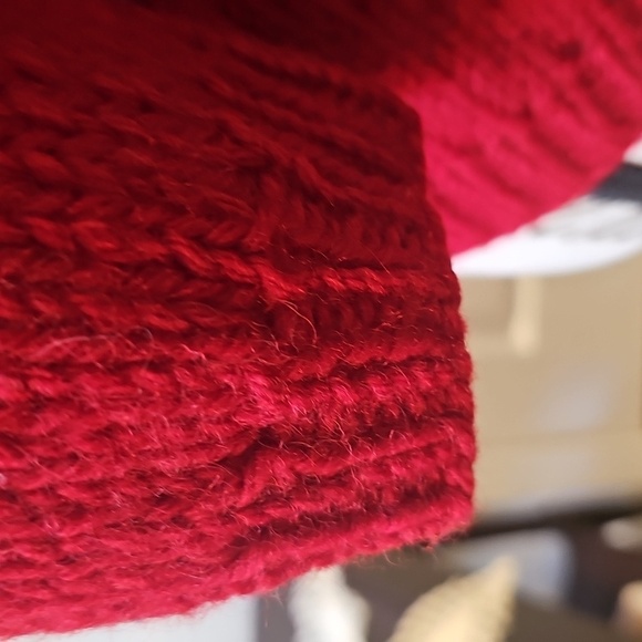 Vintage Red and Cream Button-Up Chevron Patterned Sweater - Picture 3 of 11